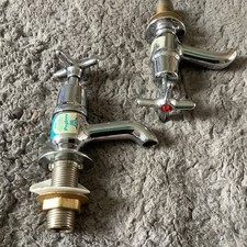 Rare Pair Of Vintage Full Flow Peglers Cross Head Chrome Taps British Made Retro