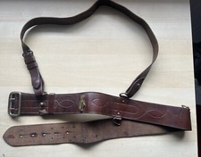 Ub63- Vintage leather "Sam Browne" military belt with shoulder strap
