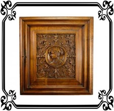 French Antique Gothic Hand Carved Wood Cupboard Door 19th