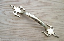 7" SOLID BRASS VICTORIAN FLEUR DE LYS CABINET DOOR CUPBOARD DRAWER PULL HANDLE  