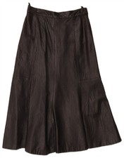 VINTAGE Womens High Waist Leather Skirt IT 42 Medium W26 Black Leather CS04