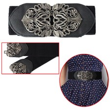 Womens Ladies Elastic Stretchy Buckle Wide Waist Belt Dress Waistband Fashion