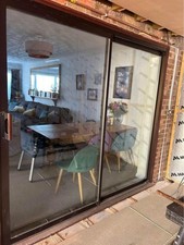 ALUMINIUM PATIO SLIDING DOOR BROWN DOUBLE GLAZED EXTERNAL EXTERIOR ALU SLIDERS