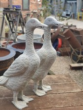 Vintage Cast Alloy Indian Runner Ducks Garden Pond  Statues  Aluminium Pair