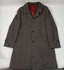 Brook Taverner x Moon Mens Tweed Wool Long Overcoat - Grey - Size 44