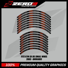 KTM Rim Decals SX 85 17" / 14"  Small Wheel MX Motocross Graphics BLK / ORA