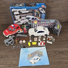 Playmobil 4365 Racing Team Light Up Car Model Kit + Fire Chief Car Bundle 