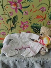 Hand knitted baby girls white