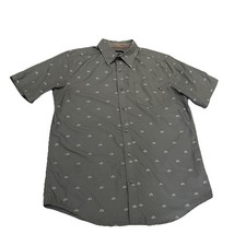 Marmot Aerobora Performance Mesh Shirt Tent Print Button Up Grey Mens medium 