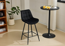 2X Velvet Designer Bar Stools Bar Chairs Kitchen Counter Height 66cm Metal Legs