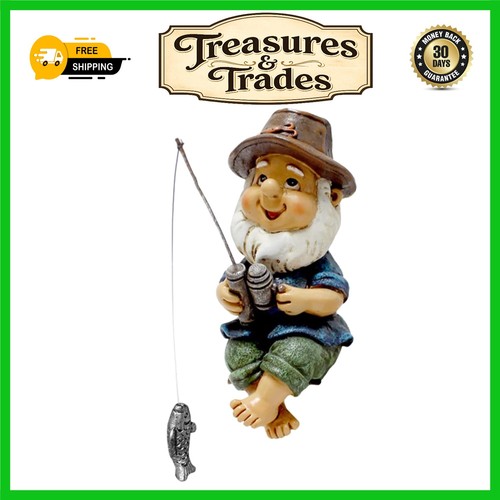 Charming fishing gnome - gnome, garden