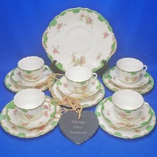 16 Piece Green Floral TEA SET FOR 5 * Antique ROYAL DOULTON E5727 c1910 VGC