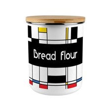 Retro Bread Flour Canister - Art Deco 2.7L X-Large Enamel Kitchen Storage Tin