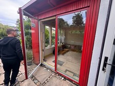 VELFAC Aluminium/Timber Double Glazed French Patio Doors – Red Frame