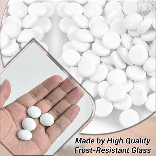 80x white glass pebbles - glass,