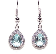Sterling Silver Aquamarine & Diamond 2.78ct Drop Earrings (925)