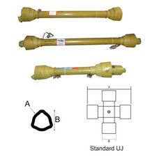 Complete Power Shaft PTO Shaft Assembly 6 spline 1 3/8" Quick Release Shear Bolt
