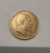 1907 King Edward VII Gold Half Sovereign Coin, 22ct