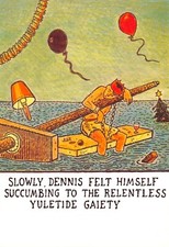 GLEN BAXTER  POSTCARD DENNIS RELENTLESS YULETIDE CONTINENTAL SIZE VERY GOOD