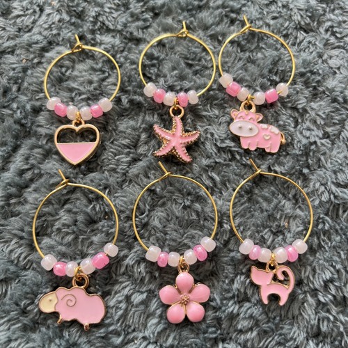 Wine glass charms set 6 - glass,