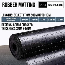 Rubber Matting 3mm or 5mm Smooth Checker Coin | Non Slip Flooring Cut to Size