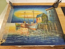 Harbour At Sunset. Oil Painting On Canvas