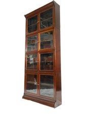 Antique Large 1930s Wooden Display Cabinet Barristers Bookcase with Glazed Doors