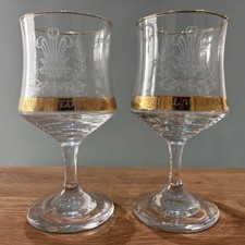 Charles and Diana 1981 Royal Wedding set of 2 etched glasses with gold detailing