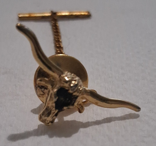 Vtg gold tone longhorn - gold, steer