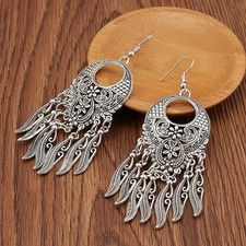 Boho 925 Sterling Silver Vintage VacationTibetan Tibet Dangle Drop Hook Earring