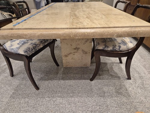 Travertine marble dining - travertine, table