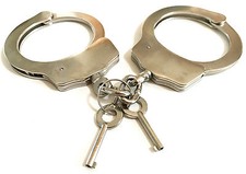 ULTIMATE DOUBLE LOCKING HANDCUFFS solid steel Police Security hand cuffs 2 keys
