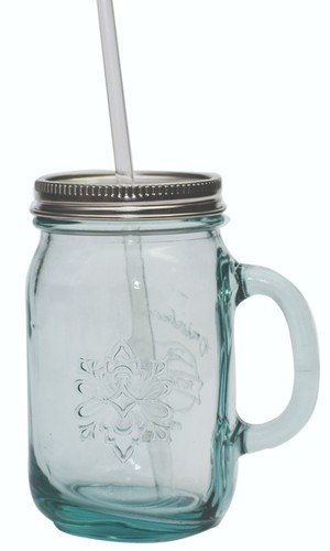 Drinking jar with handle lid - with,