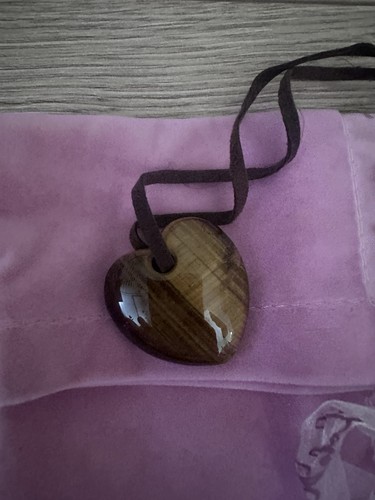 Heart brown stone pendant - brown,