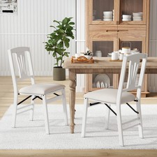 Set of 2 Folding Dining Chairs Farmhouse Accent Chairs-White