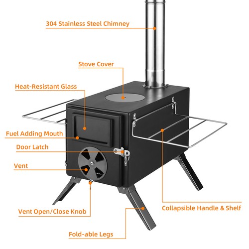 Wood burning stove - burning, portable