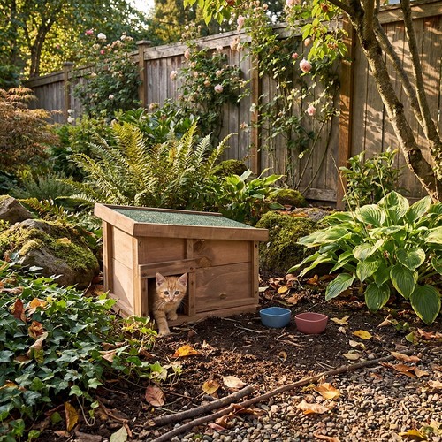 Wooden hedgehog house felt - hedgehog,