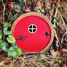 Red Fairy Doors for Trees Outdoor, Miniature Fairy Door Decors for Trees with Ho