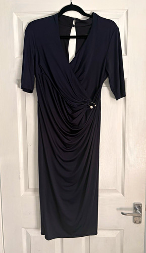 Debut navy neck ruched wrap - debut, v-neck