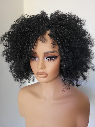 Black long curly afro - black, 15"