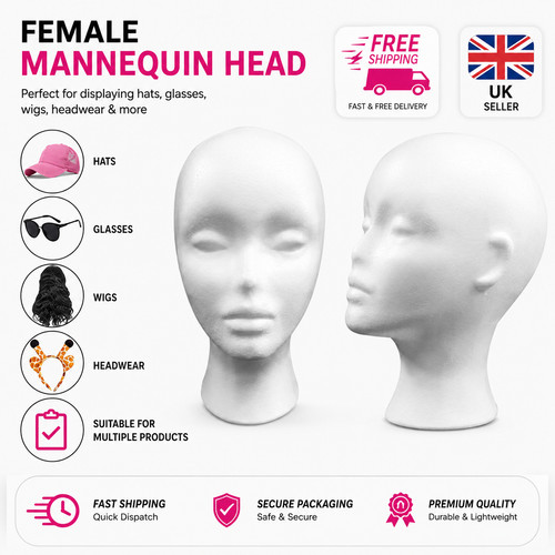 Mannequin head wig hat display - head,