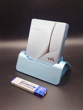 Sony Walkman MZ-E720 Blue Portable Minidisc Player Working With Dock & Battery