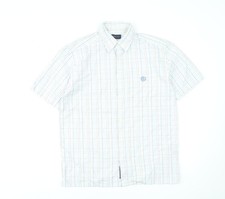 Henri Lloyd Men's Beige Checked Short Sleeve Button-Up Shirt Size M