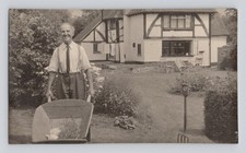 Old B&W Photo Man in Garden