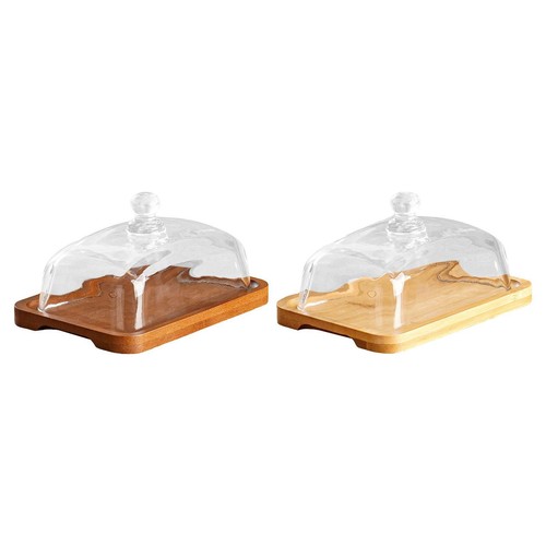 Wooden cake stand with glass - cake,