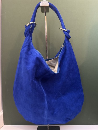 Cobalt blue genuine suede hobo - cobalt,