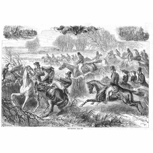 Victorian fox hunting scene - victorian,