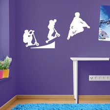 Stunt Scooter Ramp Jump Kids Children Street Ride DIY Wall Stickers Decals A109