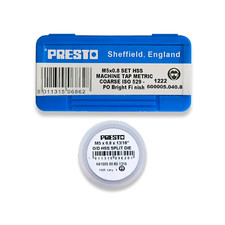 Presto M5 TAPS DIE M5 X 0.8 HSS 3PC Tap Set, First, Second, Plug Taps OR Die