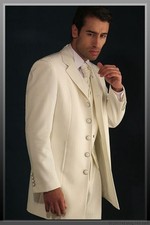 White Wedding Tuxedo 3Pcs Mens Suit Stripe Offical Classic Blazer Groom Casual